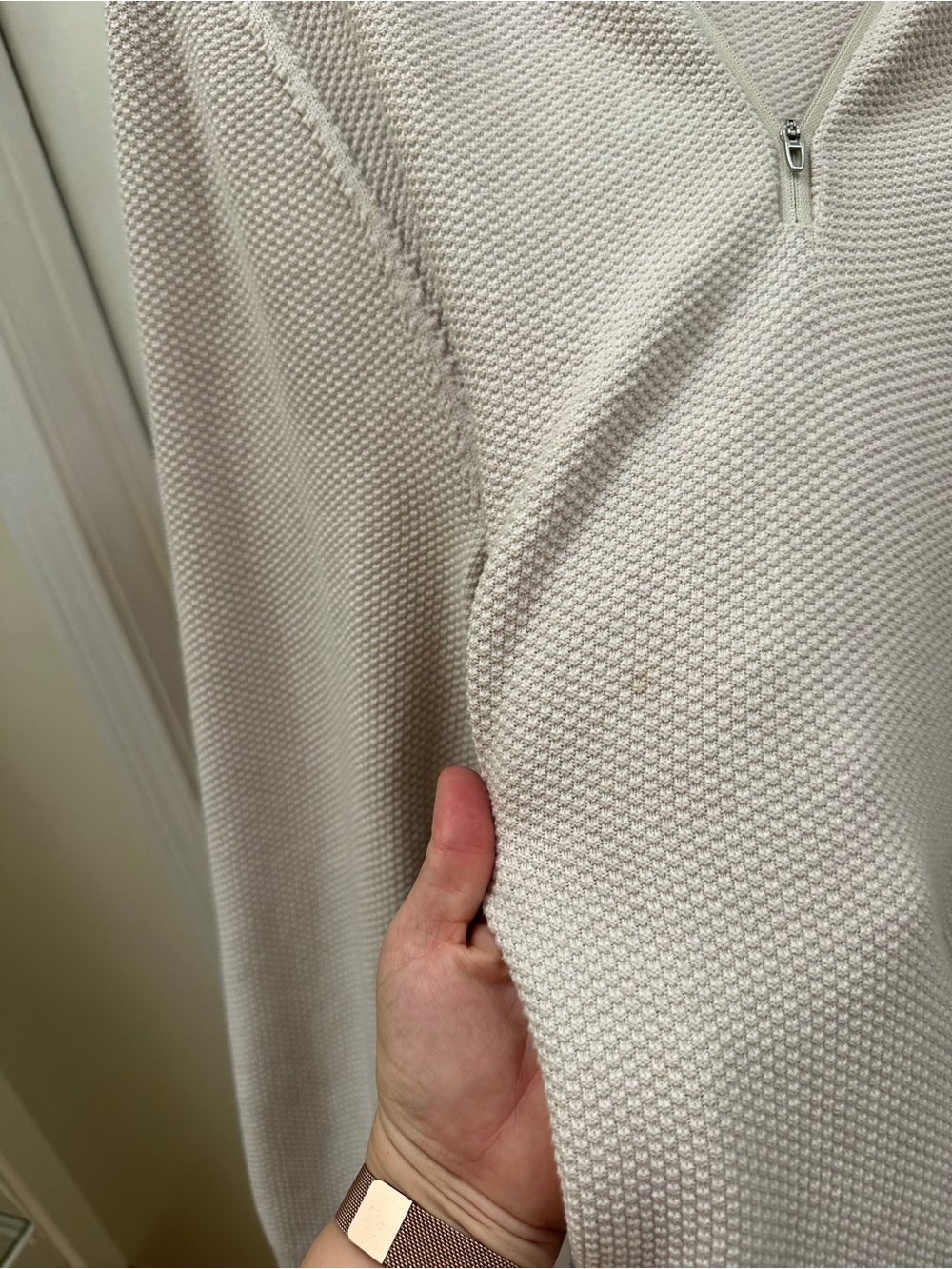 Lululemon Textured Knit Half-Zip Sweater Quarter-Zip Knit Sweater tan Beige XL - Picture 4 of 8